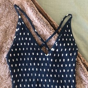 Polka dot smocked bodycon dress